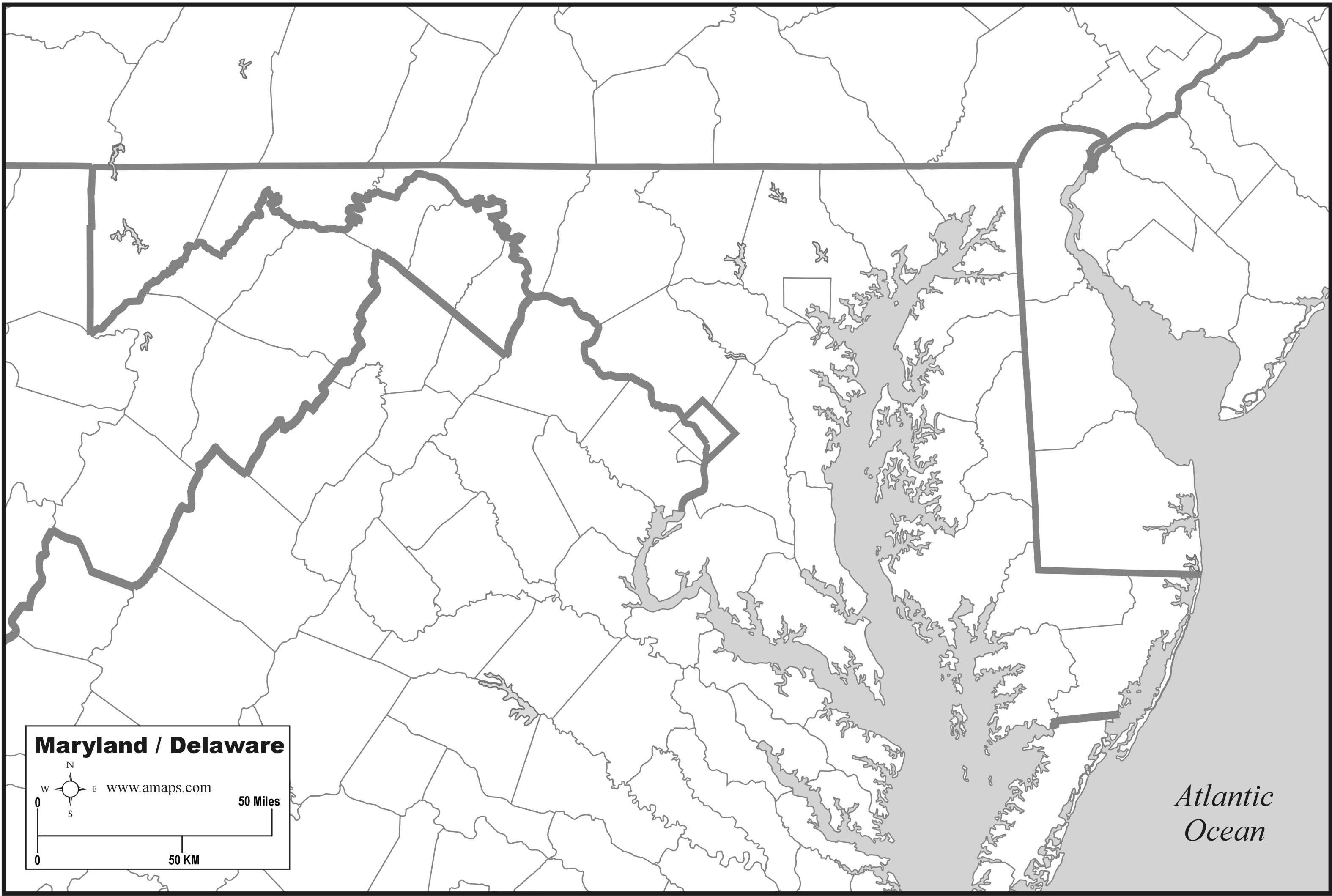 FREE MAP OF MARYLAND AND DELAWARE